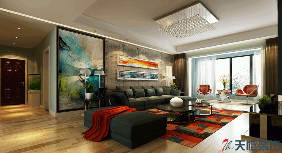 洛陽裝修案例洛陽大曌國際兩室一廳一衛混搭風格天恒設計施工案例