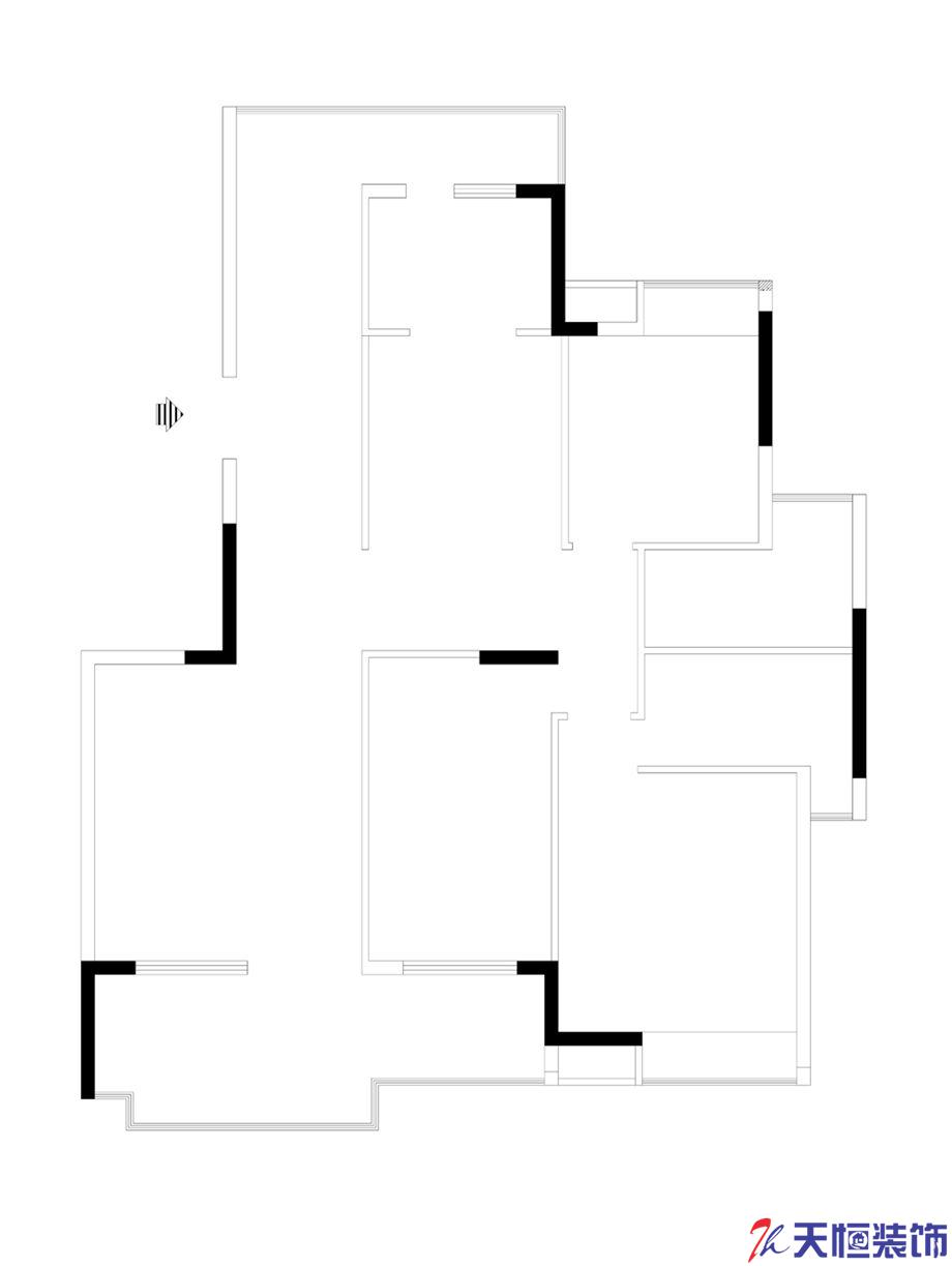 洛陽裝修案例洛陽正大國際三室兩廳混搭風格天恒設計施工裝修方案
