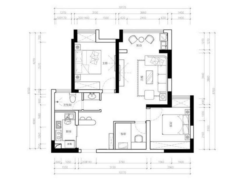 建業(yè)華陽峰渡89平方戶型分析及裝修效果圖案例