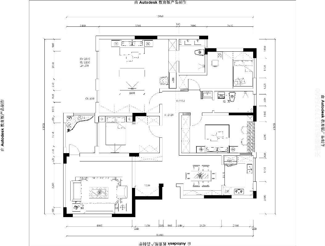 中電銀河灣170平方戶型分析及效果圖